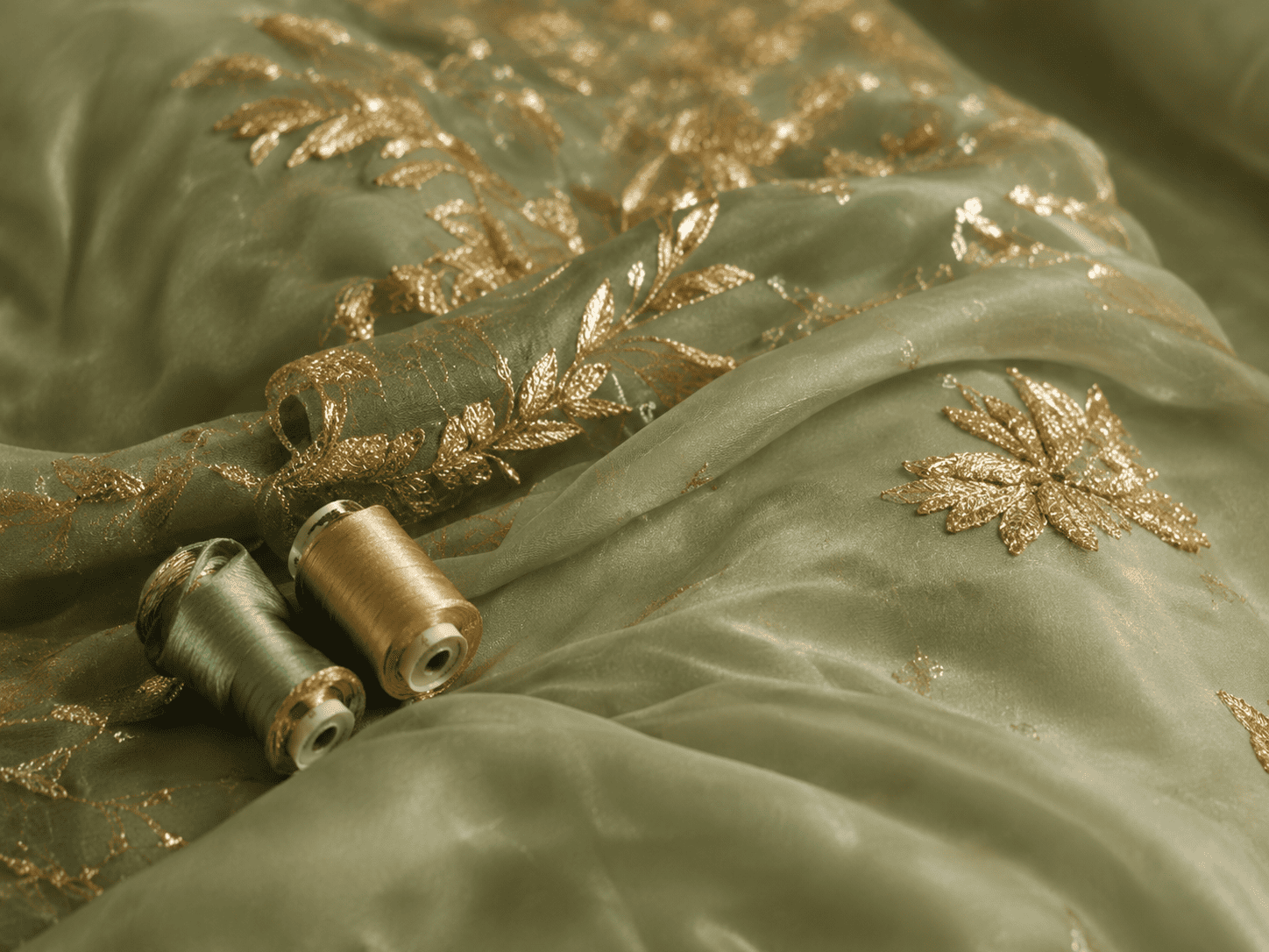Embroidered saree fabric